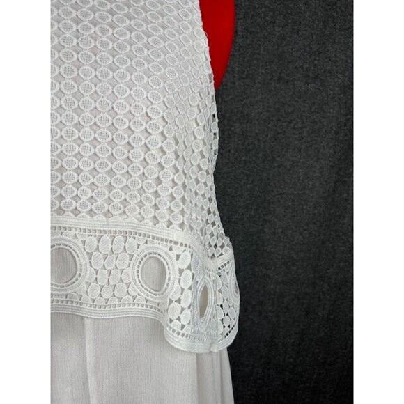Alya Women's White Lace Crochet Sleeveless Dress Assymetrical Scoop Neck Small - Picture 2 of 7
